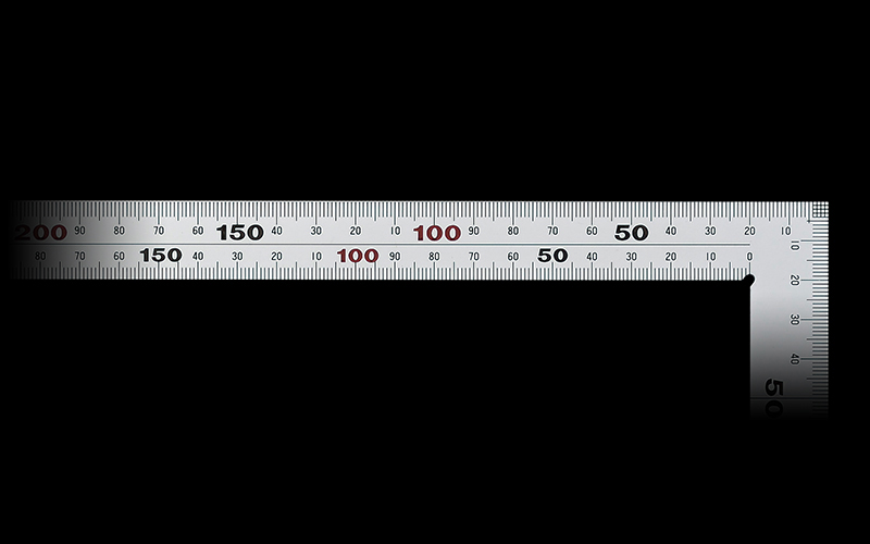 曲尺厚手広巾  シルバー  ５０㎝／１尺６寸  併用目盛  ５段目盛