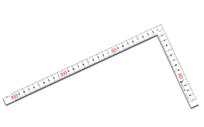 曲尺同厚  ホワイト  ３０㎝／１尺  併用目盛  名作