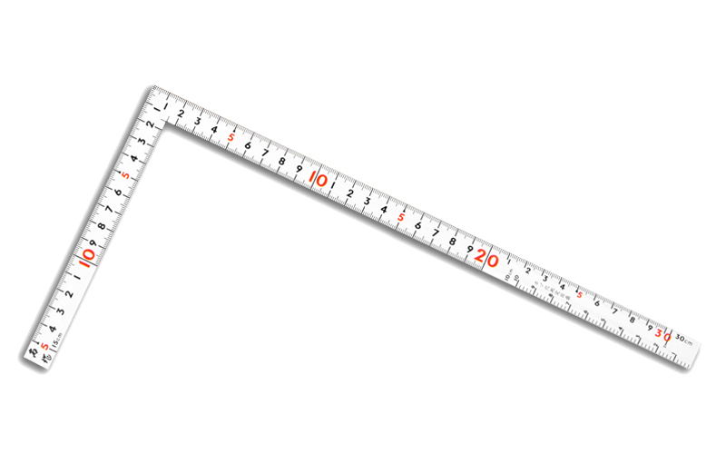 曲尺同厚  ホワイト  １尺／３０㎝併用目盛  名作