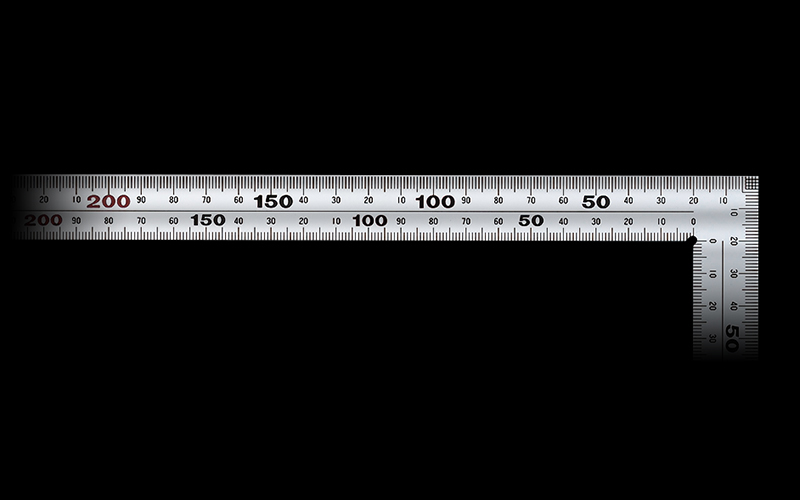 曲尺厚手広巾 ステン ３０㎝ 表裏同目 ８段目盛 ＪＩＳ - シンワ測定 