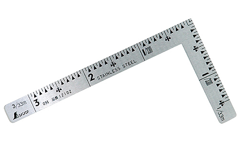 曲尺小型 三寸法師 ステン ３×１．５寸 表裏同目 - シンワ測定株式会社