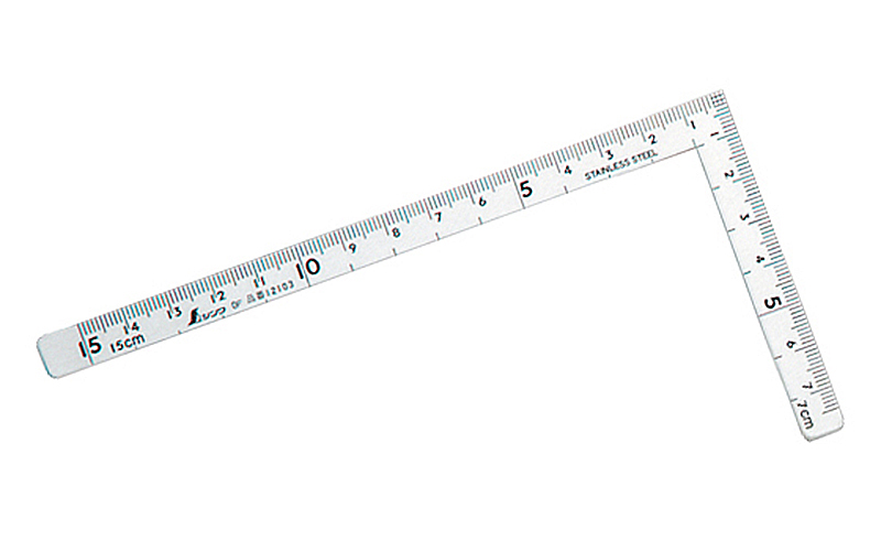 曲尺小型 五寸法師 ステン １５×７．５㎝ 表裏同目 - シンワ測定株式会社