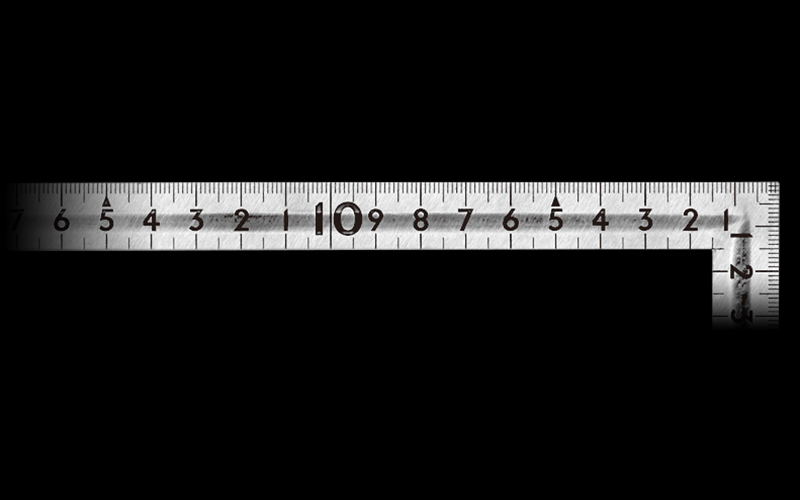 曲尺小型 溝付 ステン ３０×１５㎝ 表裏同目 - シンワ測定株式会社