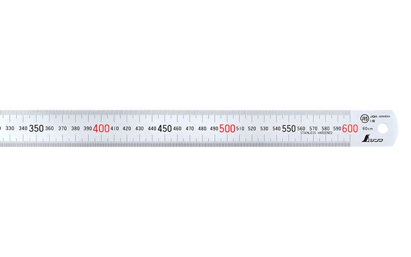 直尺  シルバー  ６０㎝  赤数字入  ＪＩＳ