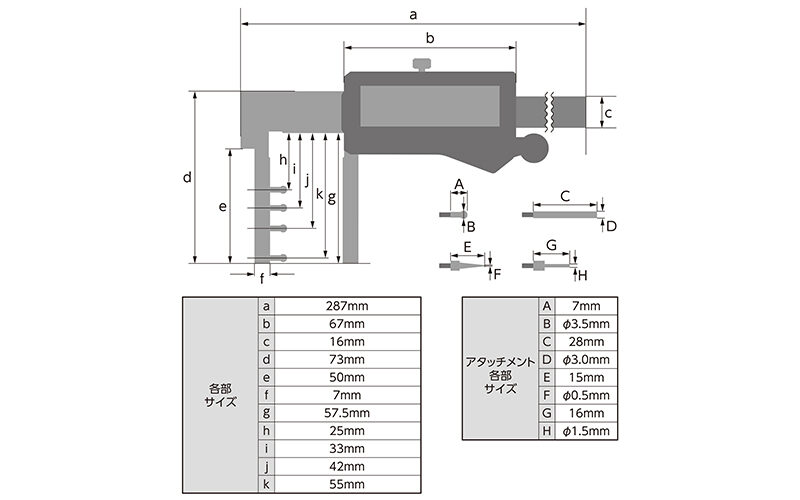 デジタルノギス ネック測定200㎜ 防塵防水