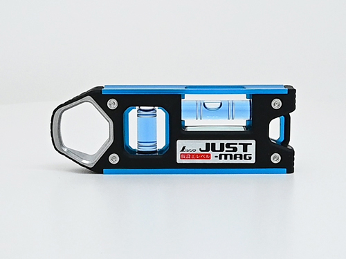 仮設工レベル JUST－MAG100㎜ ブルー マグネット付 - シンワ