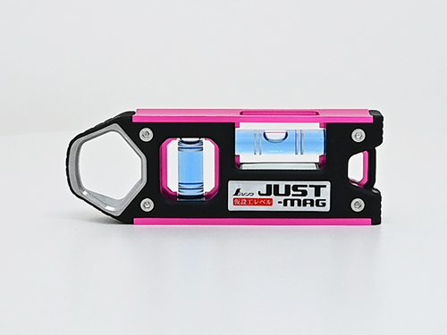 仮設工レベル JUST－MAG100㎜ ピンク マグネット付 - シンワ