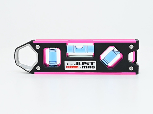 仮設工レベル JUST－MAG150㎜ ピンク マグネット付 - シンワ