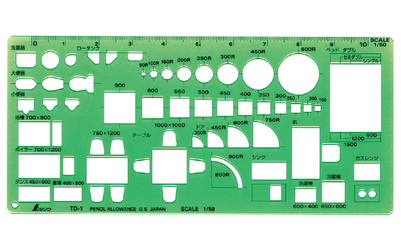 テンプレート  ＴＤ－１  家具記号定規（大）１／５０