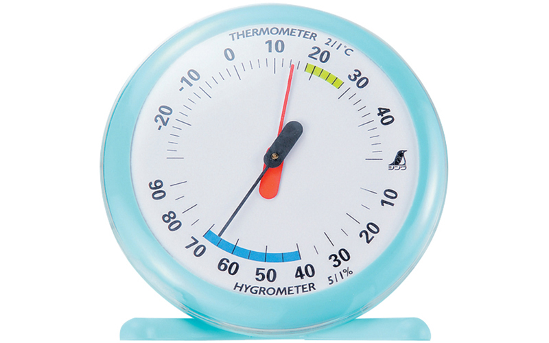 温湿度計  Ｑ－１  丸型  １５㎝  ライトブルー