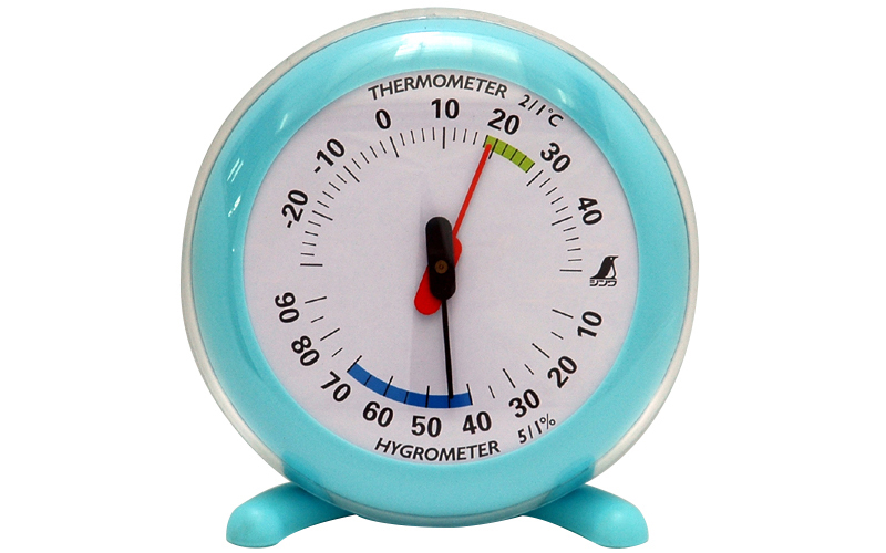 温湿度計 Ｑ－２ 丸型 １０㎝ライトブルー - シンワ測定株式会社