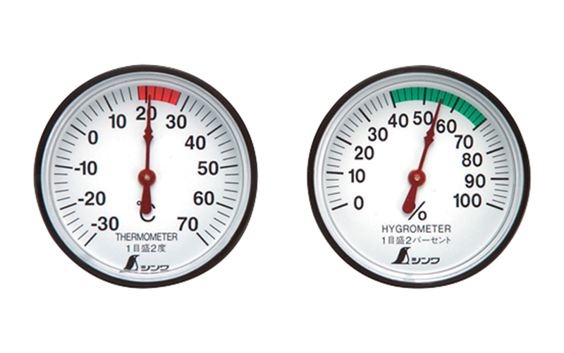 温度計・湿度計セット ＳＴ－４ 丸型 ４．５㎝ - シンワ測定株式会社