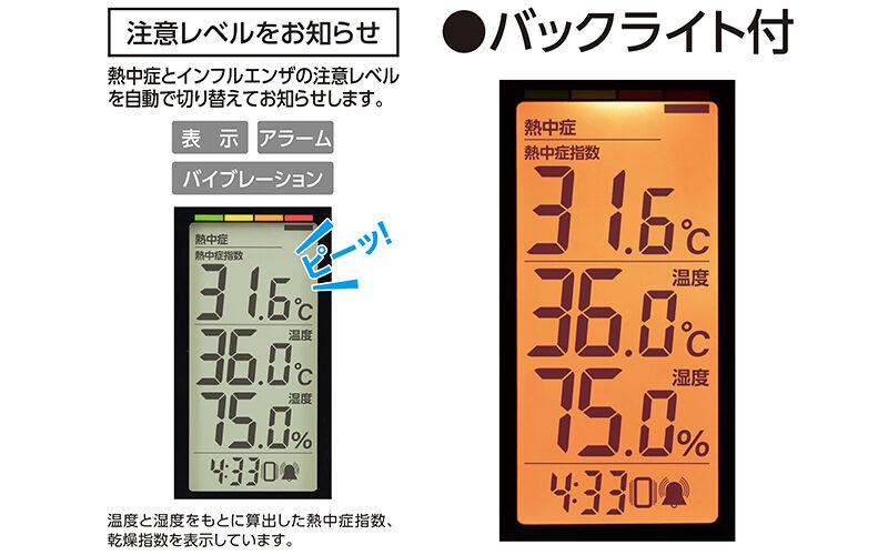 ポータブル簡易熱中症計  Ｐｌｕｓ  防塵・防水  バイブレーション機能付