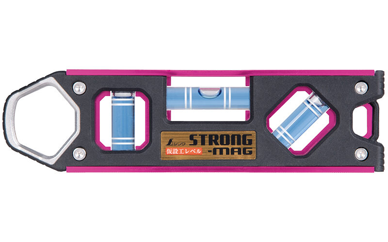 仮設工レベル　ＳＴＲＯＮＧ－ＭＡＧ１５０㎜　ピンク　マグネット付