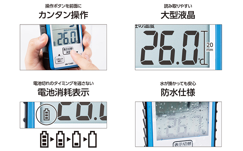 積算温度計 防水型 - シンワ測定株式会社