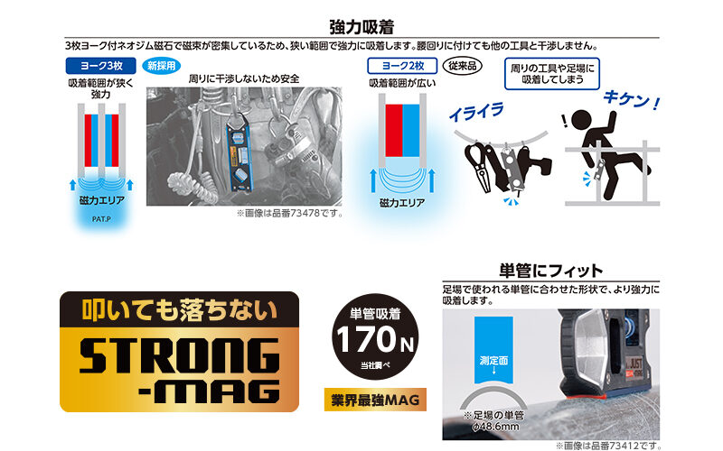 仮設工レベル　ＳＴＲＯＮＧ－ＭＡＧ１００㎜　ゴールド　マグネット付