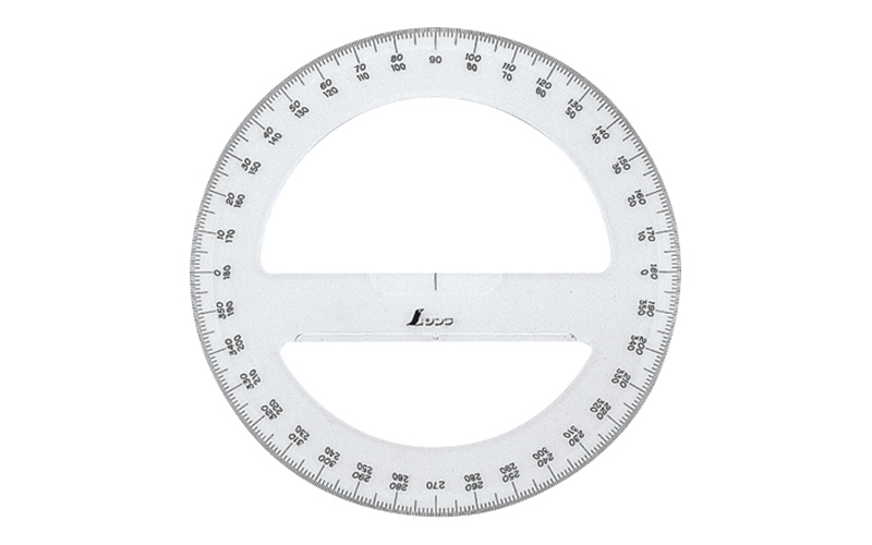 分度器  アクリル製  ３６０°  １５㎝  全円