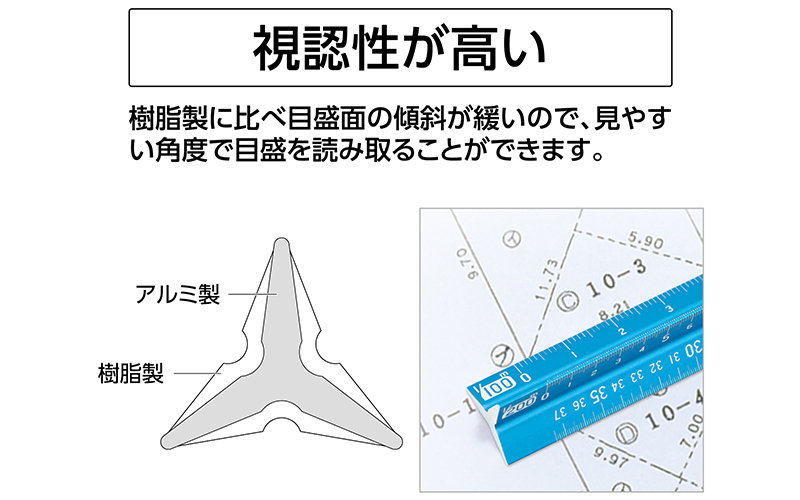 アルミ三角スケール  Ａ－１５  １５㎝  土地家屋調査士用  ブルー