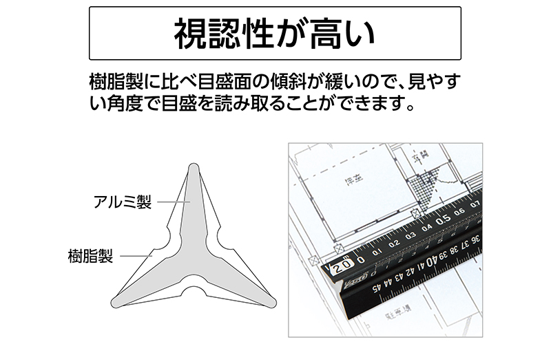 アルミ三角スケール  Ｂ－１５  １５㎝  建築士用  ブラック