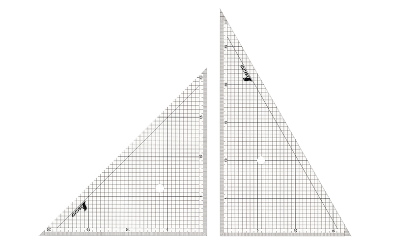 三角定規  アクリル製  ３０㎝  方眼目盛付  ２枚組