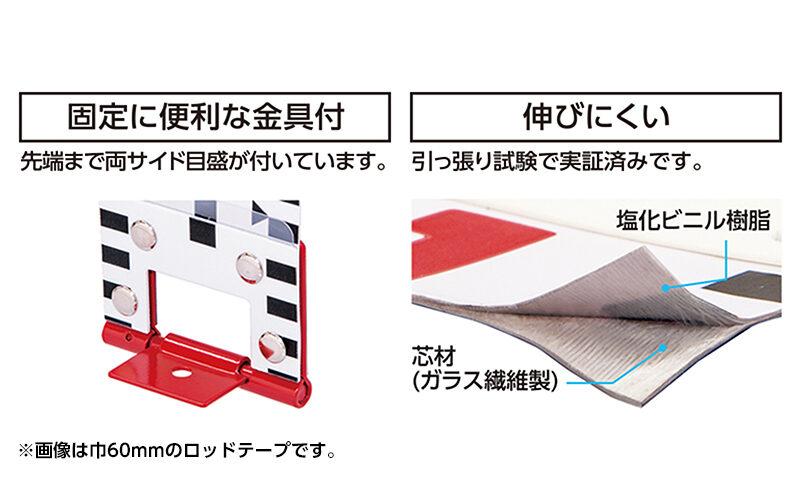 ロッドテープ  ガラス繊維製  １０ｍ巾１２０㎜  クリアパック  ＪＩＳ