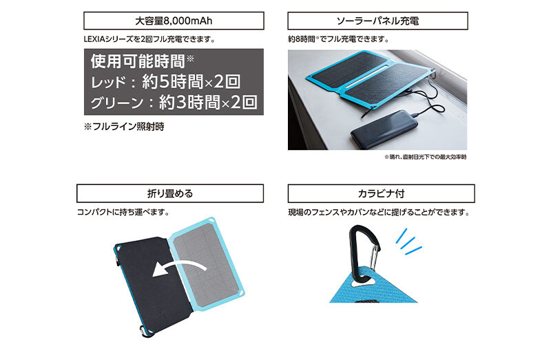 モバイルバッテリー　ソーラーパネル付　レーザーロボ　ＬＥＸＩＡ用