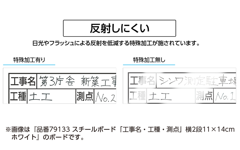 スチールボード「工事名・工種」横  １１×１４㎝ホワイト