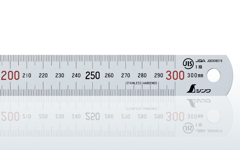直尺 シルバー 上下段1mmピッチ